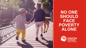 No one should face poverty alone, United Way Simcoe Muskoka, children holding hands and walking together