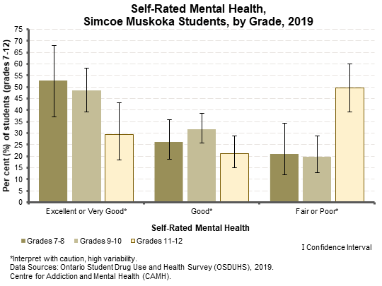 Self-rated mental health for students in Simcoe Muskoka